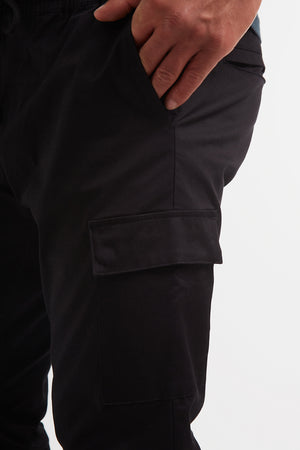 Cuffed Cargo Pants in Black - TAILORED ATHLETE - USA