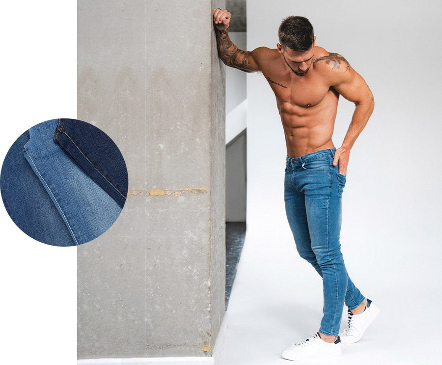 High-quality image of a product detail block showcasing stylish and comfortable jeans for modern wardrobes