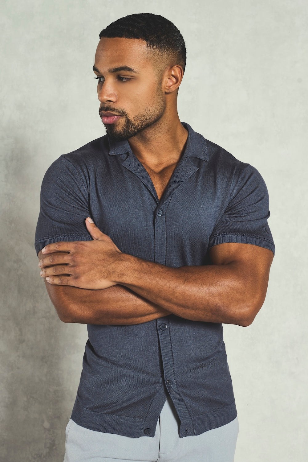 Knitted Shirt in Slate Blue - TAILORED ATHLETE - USA