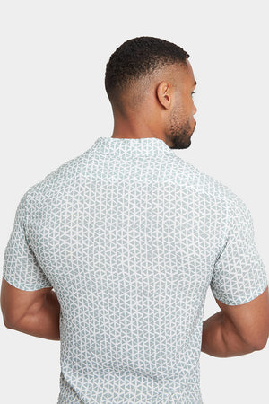 Printed Shirt in Soft Sage/White Doodle Geo - TAILORED ATHLETE - USA