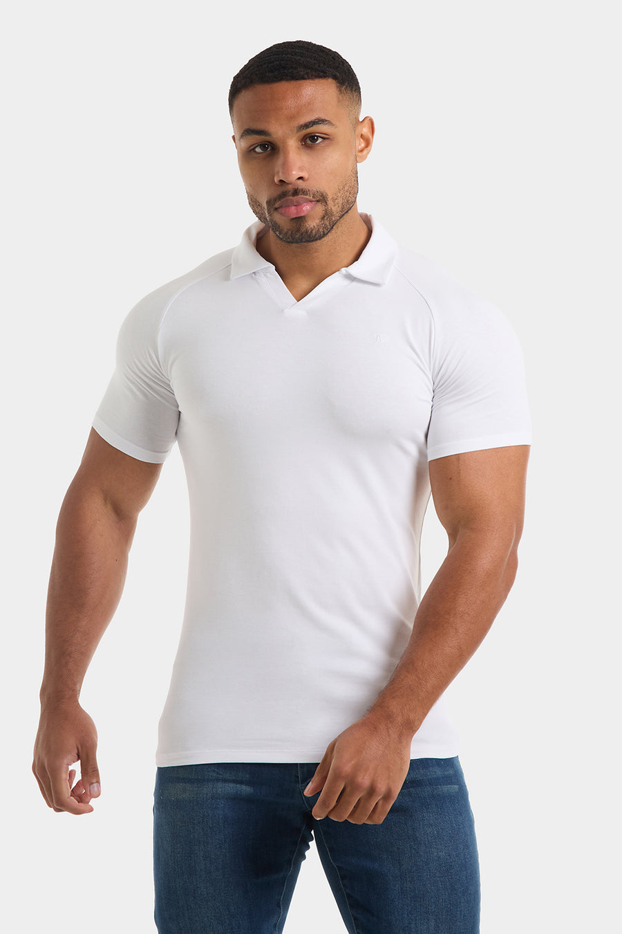 Jersey Buttonless Polo Shirt in White - TAILORED ATHLETE - USA