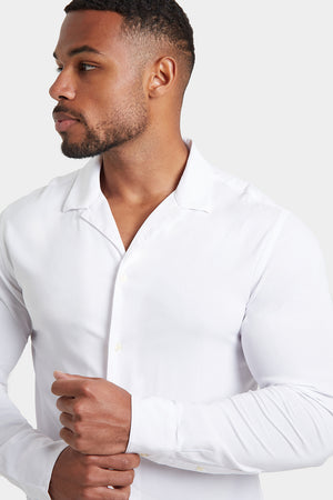 Plain Revere Collar Shirt in White - TAILORED ATHLETE - USA