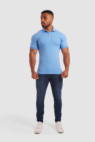 Athletic Fit Polo Shirt in Azure
