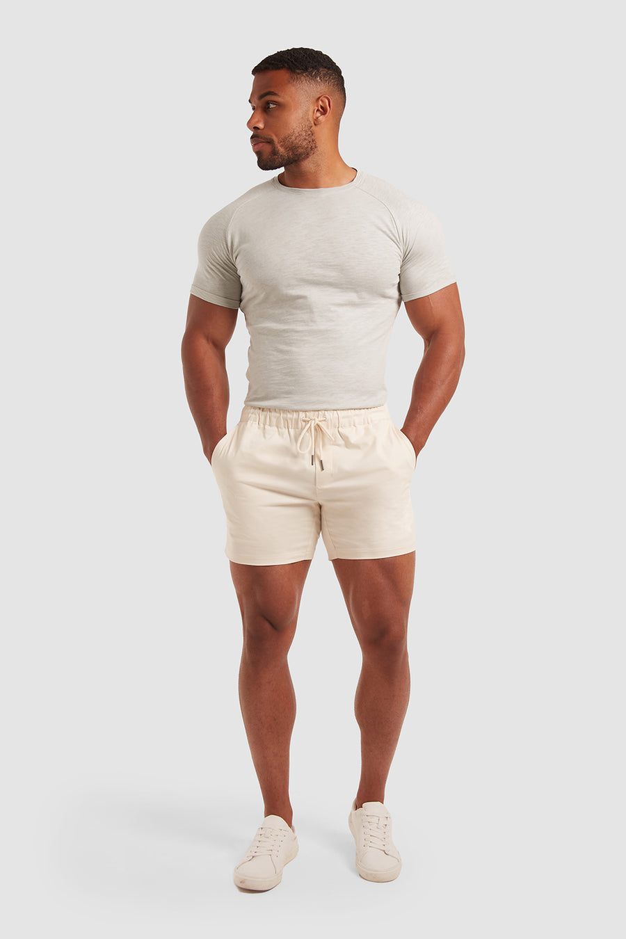 Athletic Fit Drawstring Chino Shorts in Chalk - TAILORED ATHLETE - USA