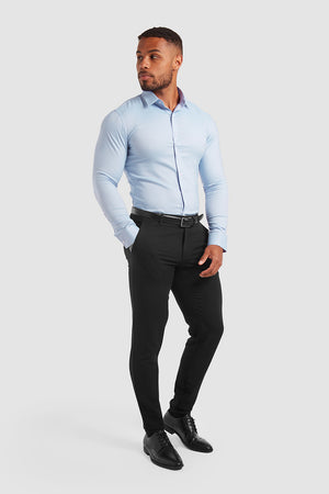 Luxe Business Shirt in Textured Twill Blue - TAILORED ATHLETE - USA