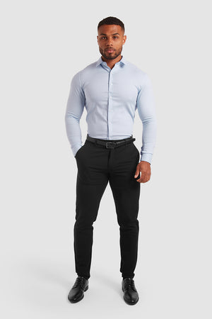 Luxe Business Shirt in Textured Dobby Blue - TAILORED ATHLETE - USA