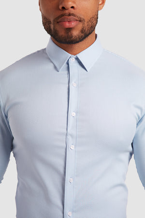 Luxe Business Shirt in Textured Dobby Blue - TAILORED ATHLETE - USA