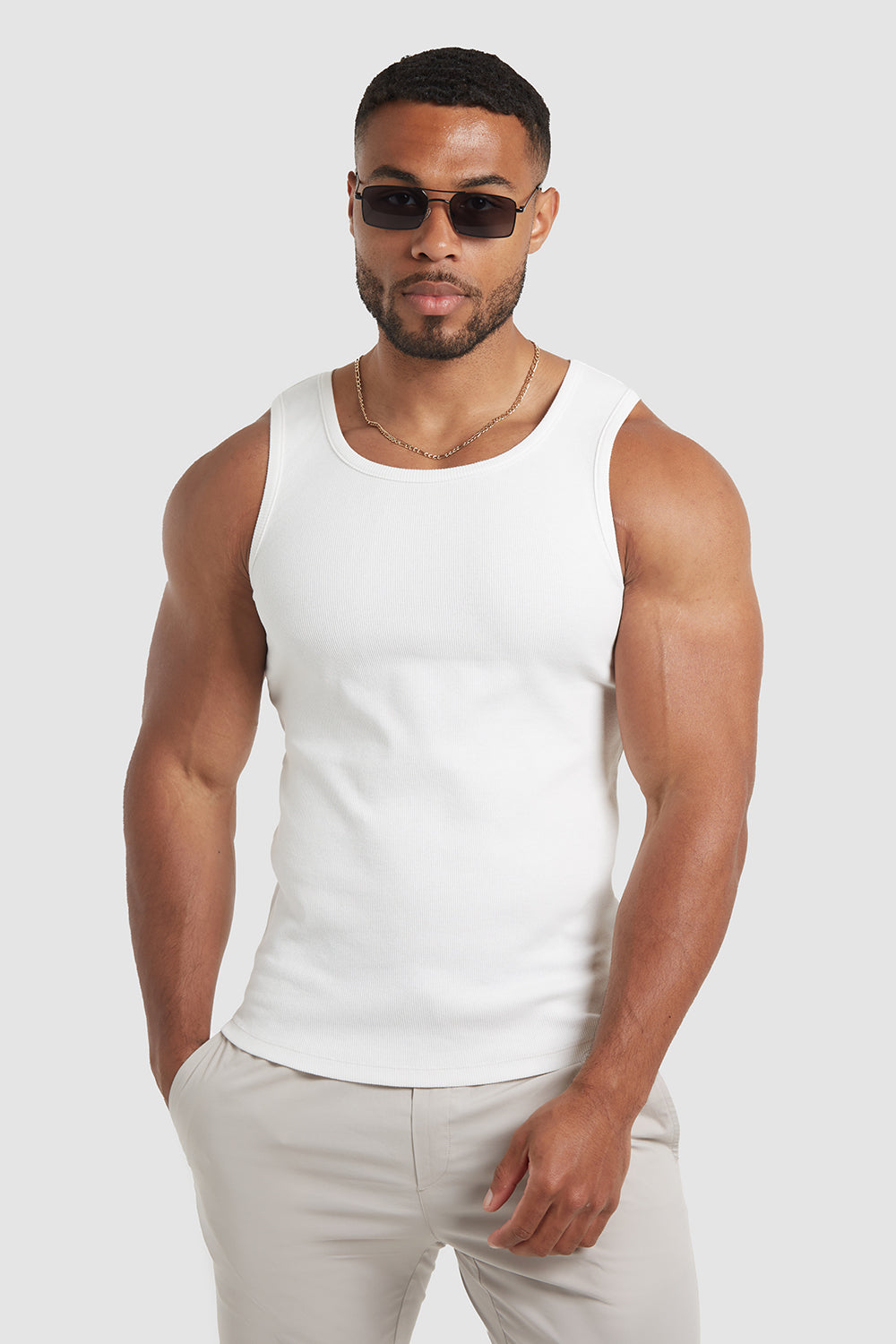Ribbed Vest in White - TAILORED ATHLETE - USA