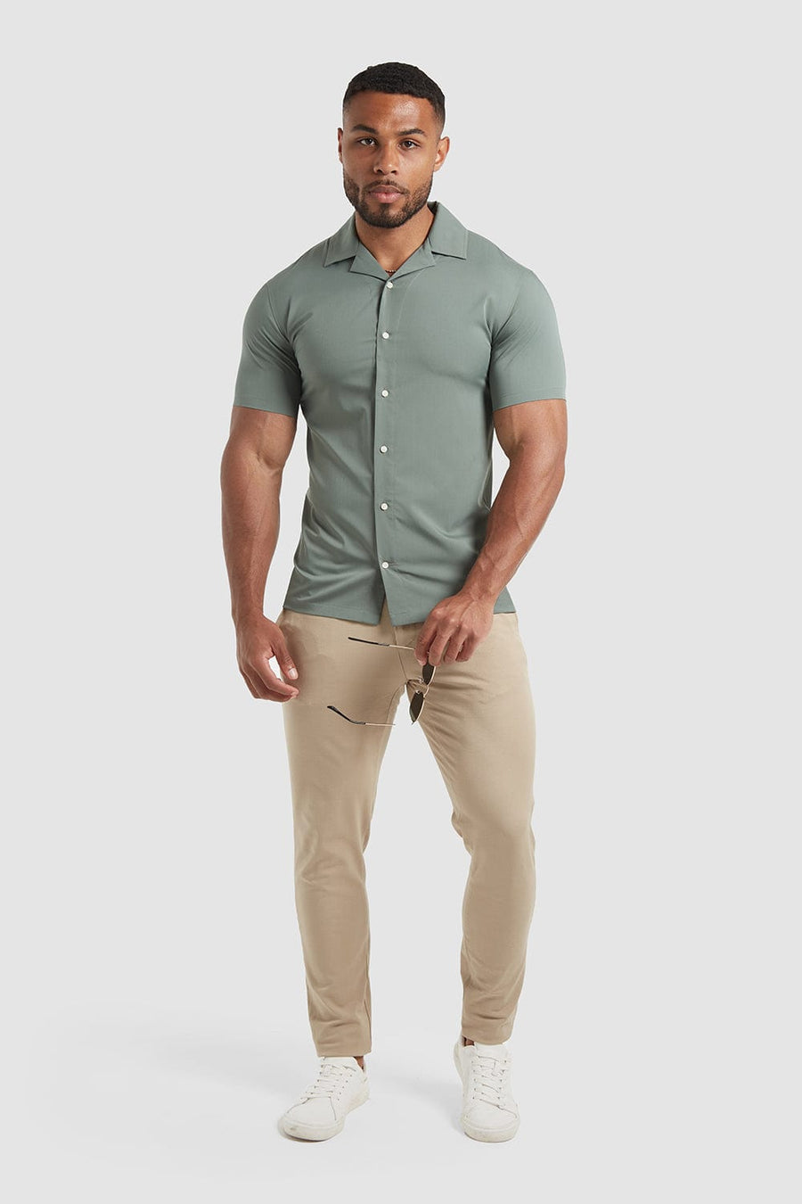Bamboo Revere Collar Shirt (SS) in Dusty Pine - TAILORED ATHLETE - USA