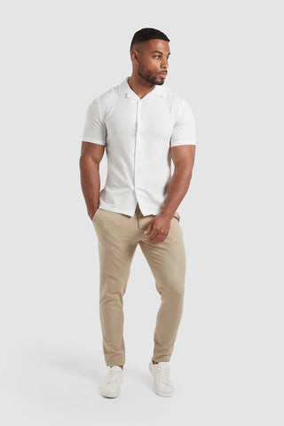 Seersucker Revere Collar Shirt (SS) in White