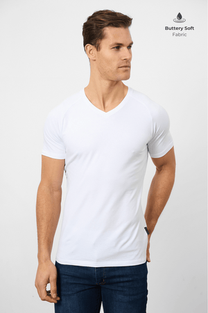 Premium Athletic Fit V-Neck in White - TAILORED ATHLETE - USA