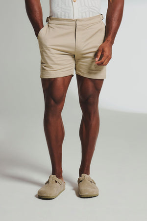Smart Chino Side Adjuster Shorts in Stone - TAILORED ATHLETE - USA