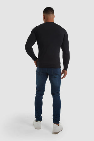 Long Sleeve Everyday Henley T-Shirt in Black - TAILORED ATHLETE - USA