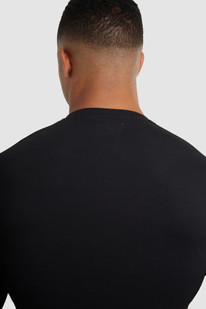 Long Sleeve Everyday Henley T-Shirt in Black - TAILORED ATHLETE - USA