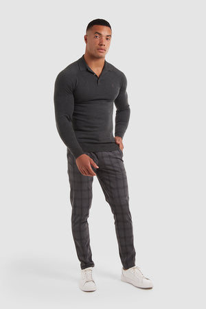 Merino Polo Shirt Long Sleeve in Forest Marl - TAILORED ATHLETE - USA