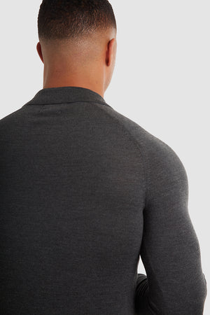 Merino Polo Shirt Long Sleeve in Forest Marl - TAILORED ATHLETE - USA