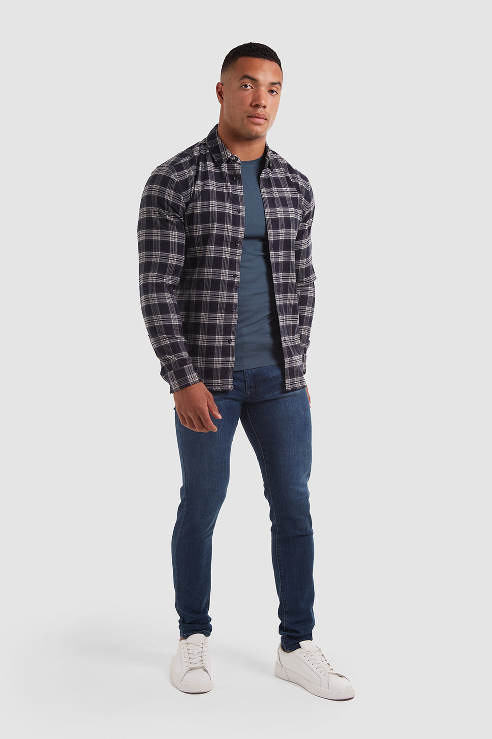 Check Overshirt in Navy/Chalk - TAILORED ATHLETE - USA