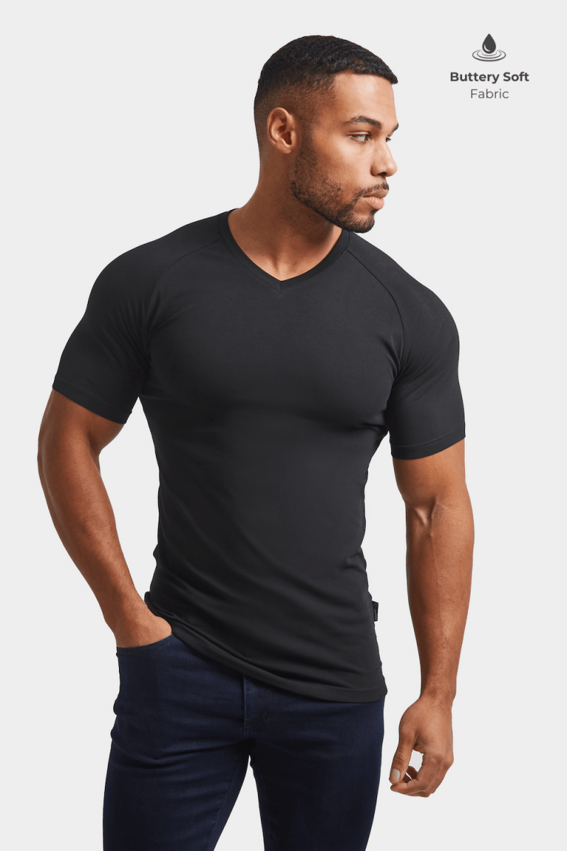 Tailored Athlete Athletic Fit V Neck T Shirt Black S