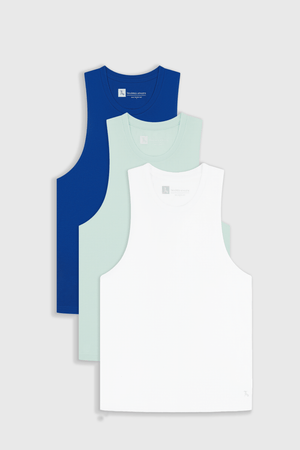 3 Pack Essential Training Vest in Cobalt Blue/ White/ Mint - TAILORED ATHLETE - USA