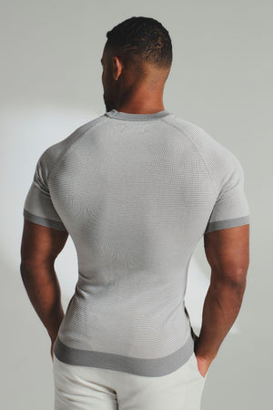 Stripe Knitted T-Shirt in Grey and Off-White - TAILORED ATHLETE - USA