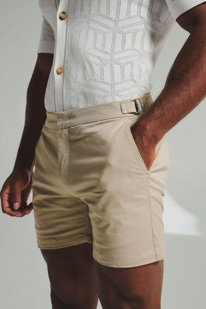Smart Chino Side Adjuster Shorts in Stone - TAILORED ATHLETE - USA