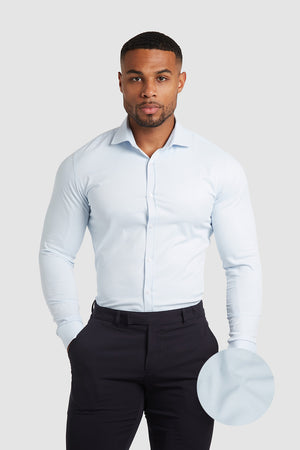 Cutaway Collar Twill Shirt in Ice Blue - TAILORED ATHLETE - USA