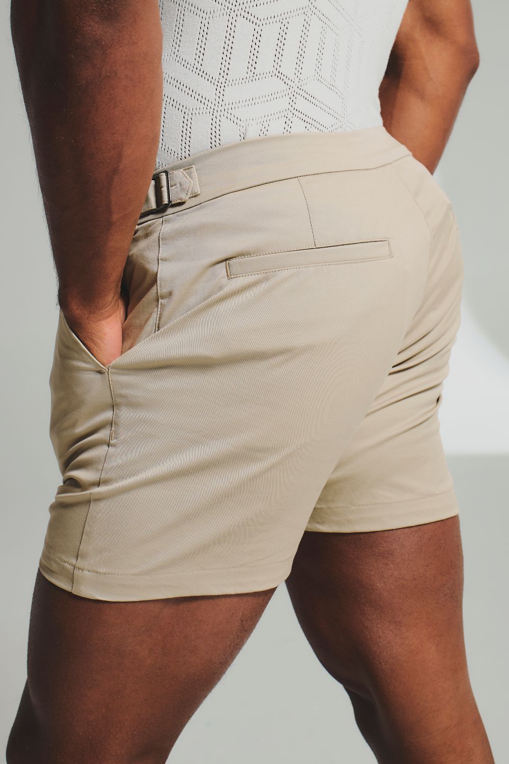 Smart Chino Side Adjuster Shorts in Stone - TAILORED ATHLETE - USA