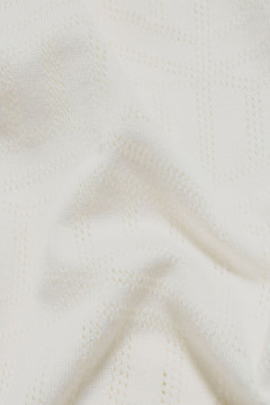 Geo Jacquard Revere Collar Knitted Shirt in White - TAILORED ATHLETE - USA