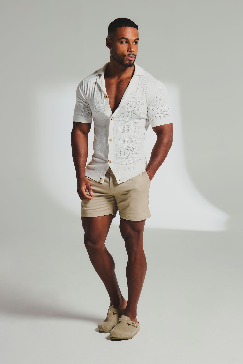 Smart Chino Side Adjuster Shorts in Stone - TAILORED ATHLETE - USA