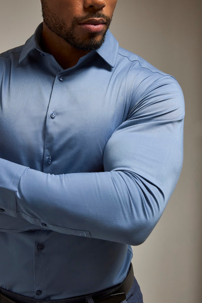 Athletic Fit Dress Shirt in Steel Blue