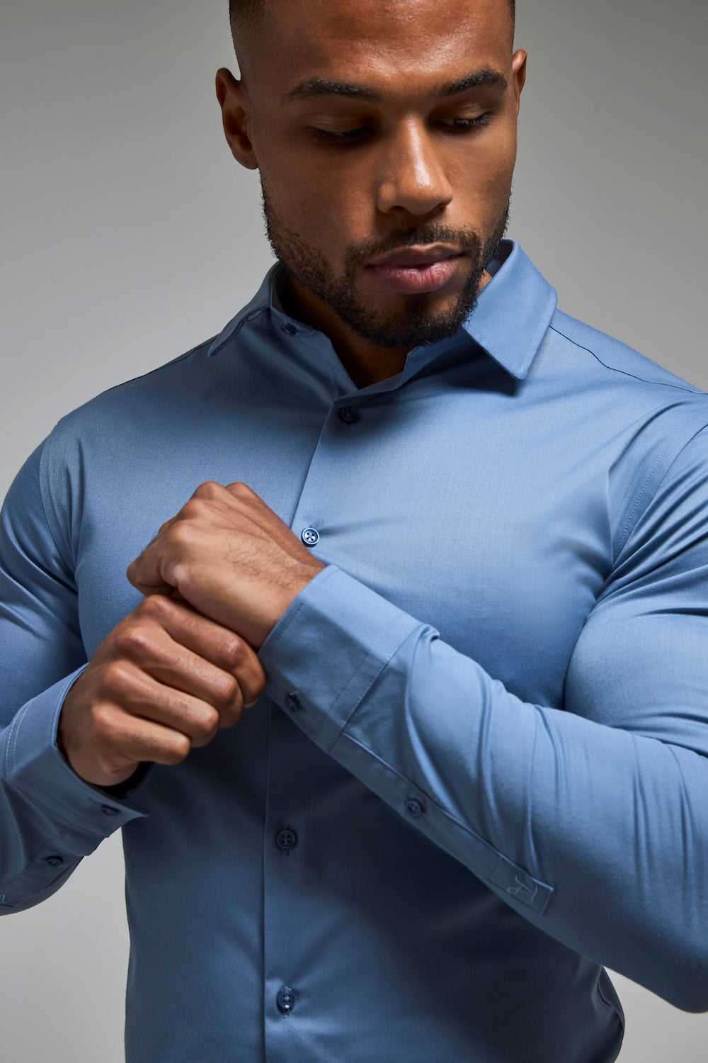 Athletic Fit Dress Shirt in Steel Blue - TAILORED ATHLETE - USA