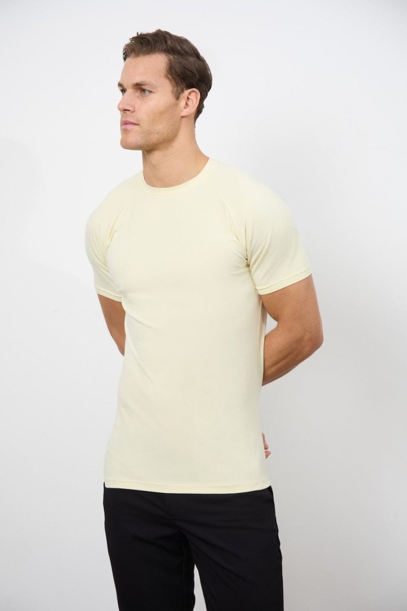 7 Pack Athletic Fit Crew Neck T-Shirt in Black/ Grey/ White/ Sage/ Mint/ Lemon/ Blue - TAILORED ATHLETE - USA