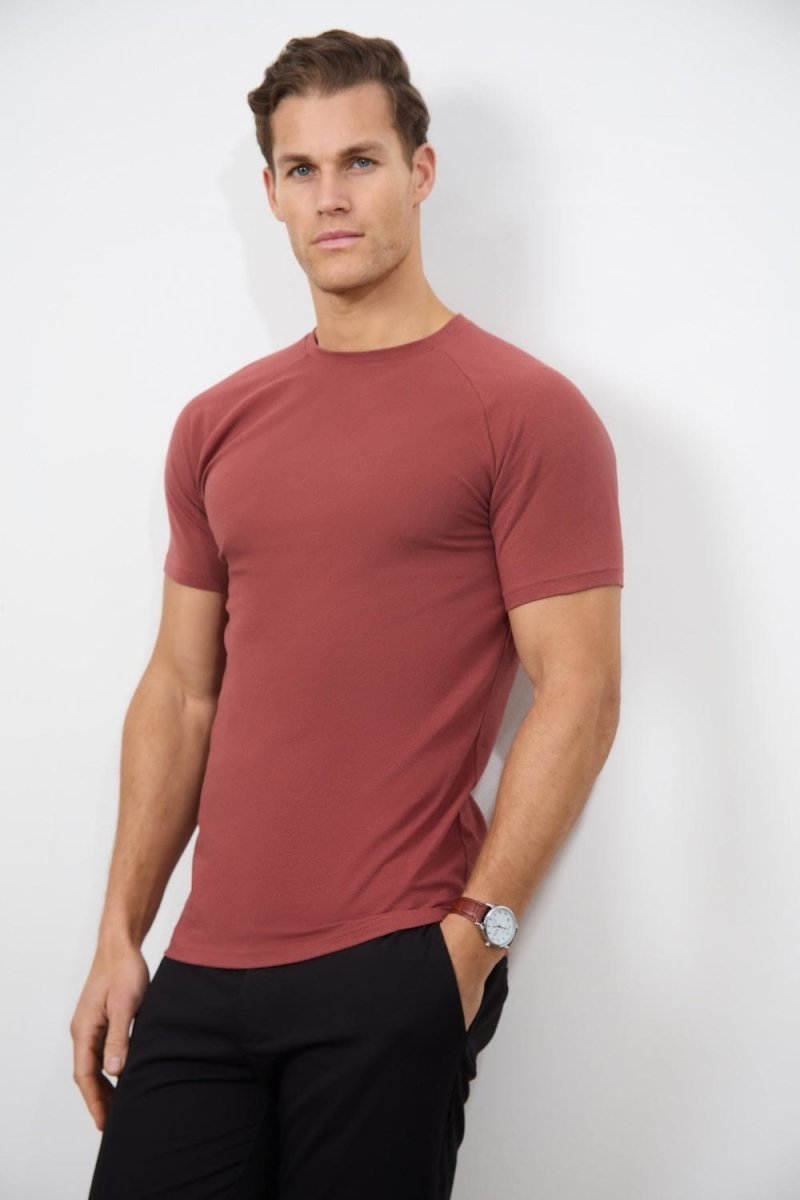 5 Pack Athletic Fit Crew Neck T-Shirt in Faded Terracotta/ Dusty Lilac/ Blue/ Sage/ Sand - TAILORED ATHLETE - USA