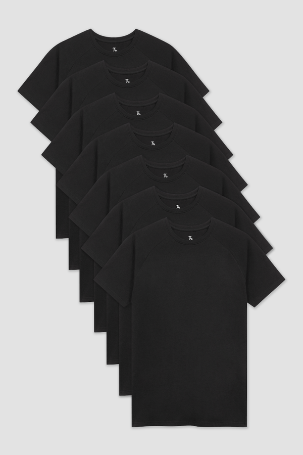 7 Pack Athletic Fit Crew Neck T-Shirt in Black