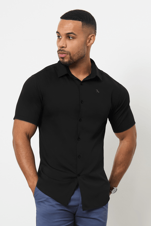 Short Sleeve Bamboo Shirt in Black - TAILORED ATHLETE - USA