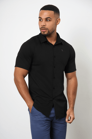 Short Sleeve Bamboo Shirt in Black - TAILORED ATHLETE - USA