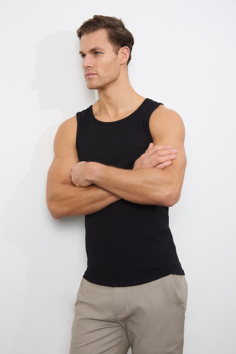 Ribbed Vest in Black - TAILORED ATHLETE - USA