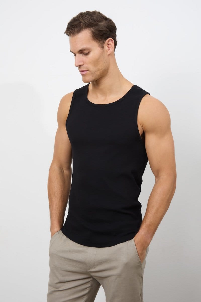 Ribbed Tank Top in Black - TAILORED ATHLETE - USA
