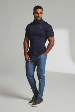 Short Sleeve Bamboo Shirt in French Navy - TAILORED ATHLETE - USA