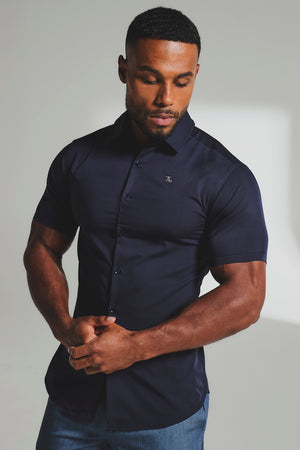 Short Sleeve Bamboo Shirt in French Navy - TAILORED ATHLETE - USA
