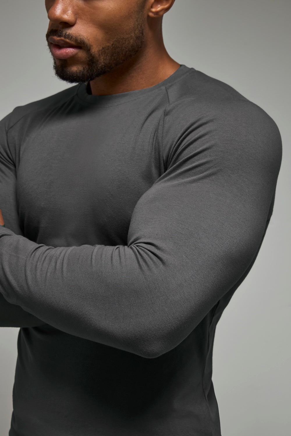 Athletic Fit 3 Pack Long Sleeve T-Shirt in Black, Navy & Charcoal
