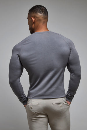 Athletic Fit Long Sleeve T-Shirt in Charcoal - TAILORED ATHLETE - USA