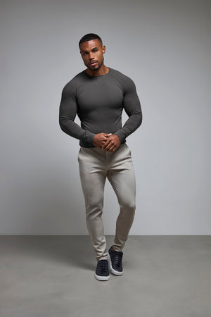 Athletic Fit 3 Pack Long Sleeve T-Shirt in Black, Navy & Charcoal