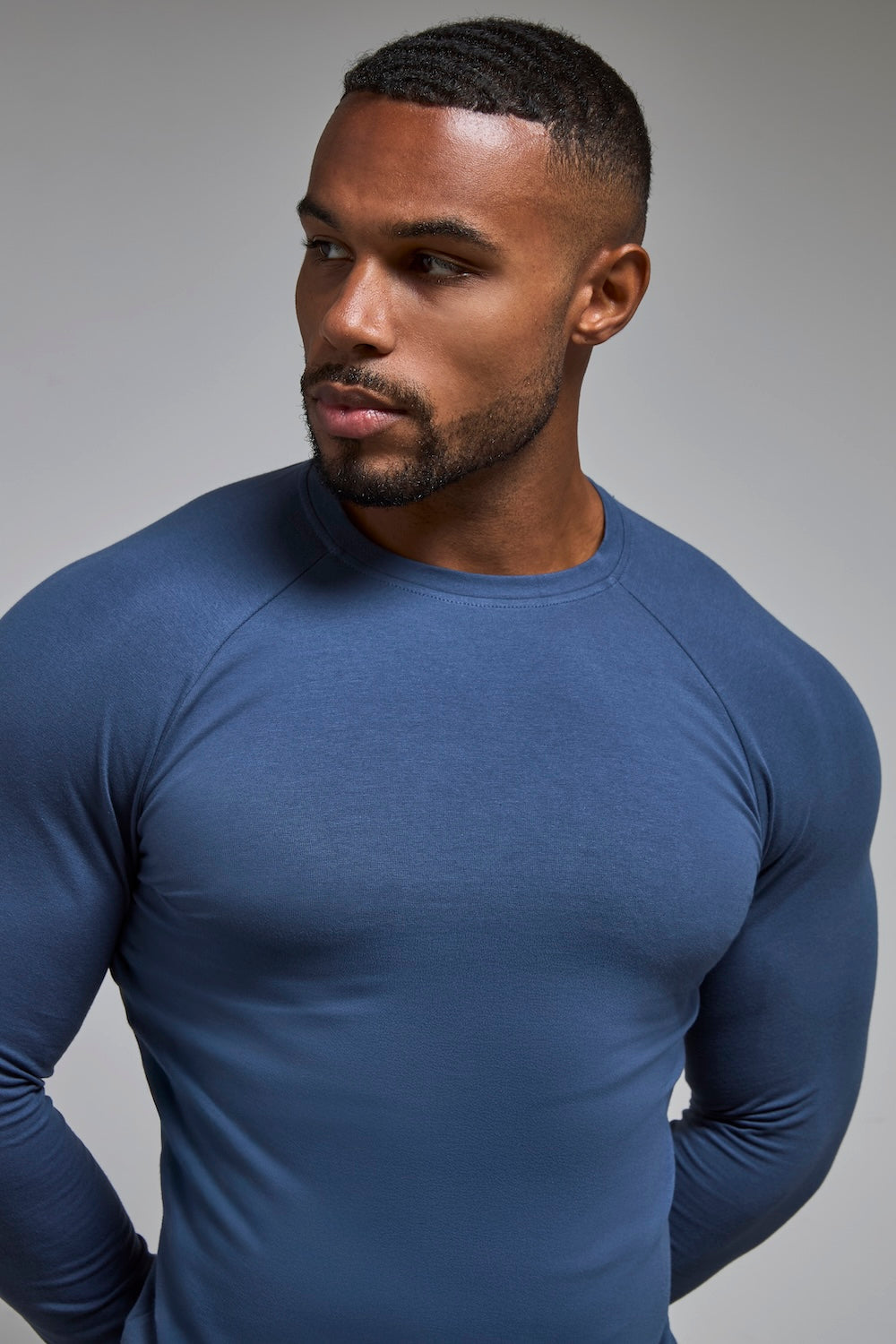 Athletic Fit Long Sleeve T-Shirt in Stone Blue - TAILORED ATHLETE - USA