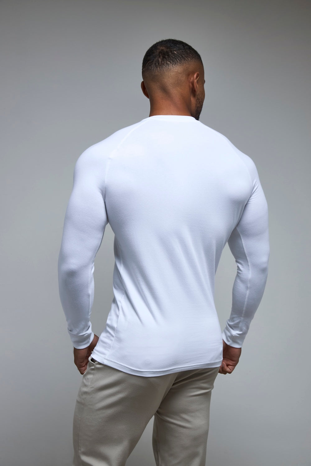 Athletic Fit Long Sleeve T-Shirt in White - TAILORED ATHLETE - USA