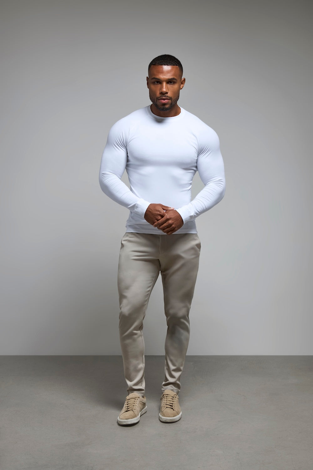 Athletic Fit 3 Pack Long Sleeve T-Shirt in Black, Navy & White