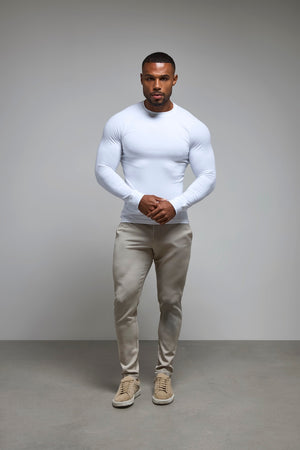 Athletic Fit 3 Pack Long Sleeve T-Shirt in Black, Navy & White
