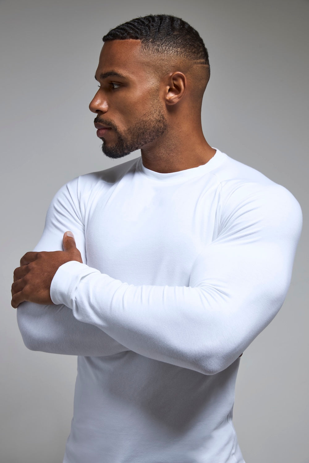 Athletic Fit Long Sleeve T-Shirt in White - TAILORED ATHLETE - USA
