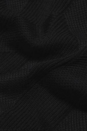 Mercerised Cotton Textured Knitted Shirt in Black