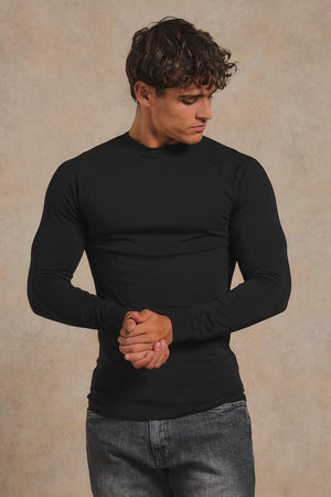 Athletic Fit Signature Long Sleeve T-Shirt in Black